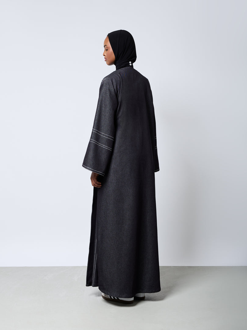 Denim overlap coat